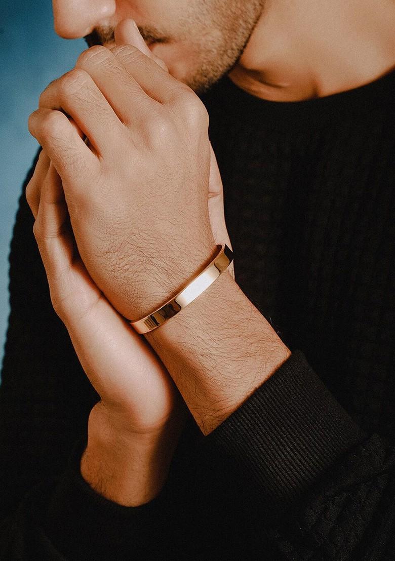 Men Gold Plated Cuff Bracelet