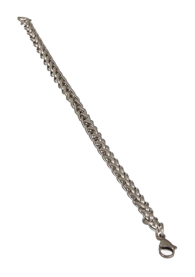 Men Rhodium Plated Stainless Steel Link Bracelet