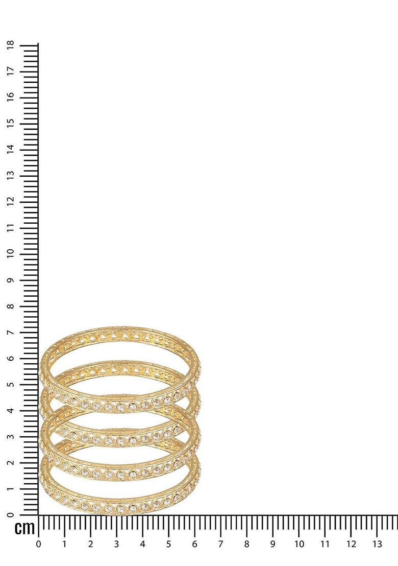 Set Of 4 Gold Plated Kundan Studded Bangles