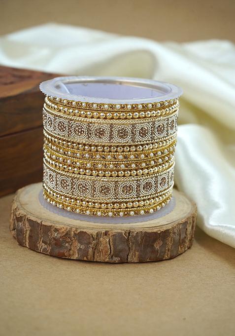Gold Wedding Chuda Metal Bangle Set