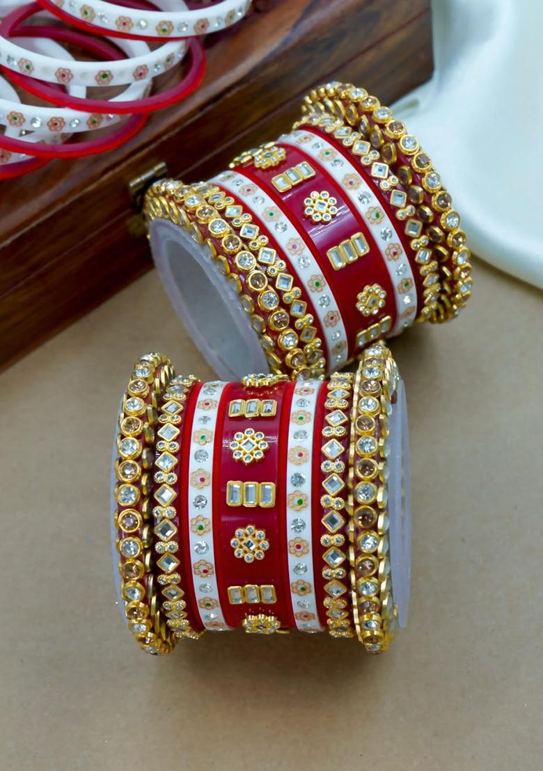 Red Wedding Chuda Plastic Bangle Set