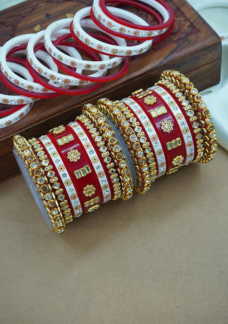 Red Wedding Chuda Plastic Bangle Set