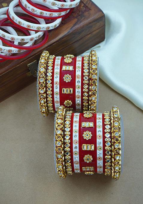 Red Wedding Chuda Plastic Bangle Set