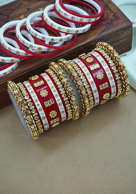 Red Wedding Chuda Plastic Bangle Set