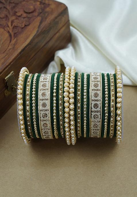 Green Traditional Metal Bangle Set