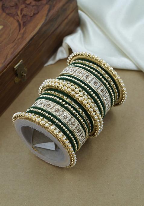 Green Traditional Metal Bangle Set