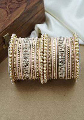 Peach Traditional Metal Bangle Set
