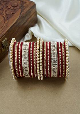 Red Traditional Metal Bangle Set