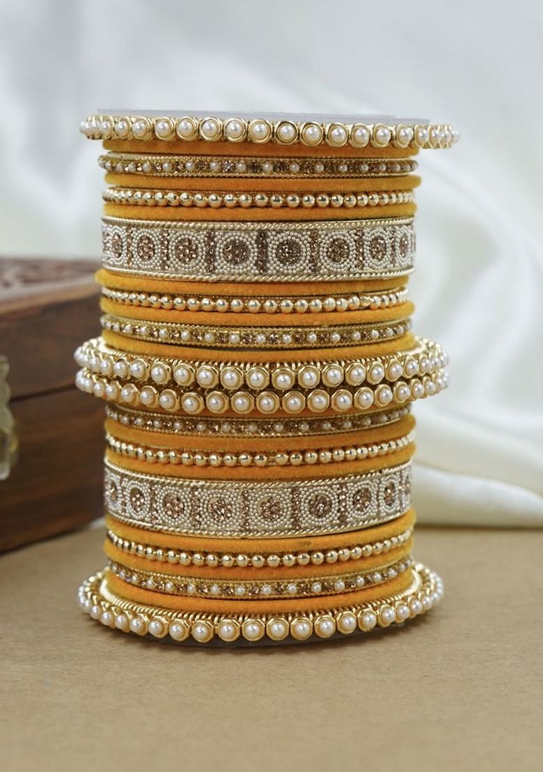 Yellow Traditional Metal Bangle Set
