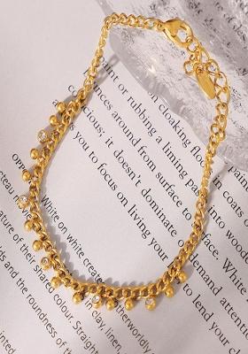 18K Gold Plated Waterproof Anti Tarnish Zircon Drops Chain Bracelet