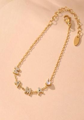 18K Gold Plated Anti Tarnish Mama Letters And Heart With Zircon Bracelet