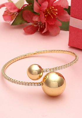 18Kt Gold Plated Stone Studded Tarnish Free Waterproof Bangle Style Bracelet