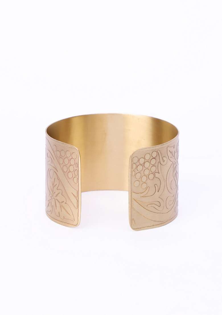 Women Brass Gold Plated Cuff Bracelet - Indya