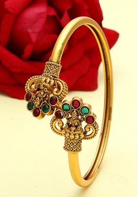 Gold Plated Stone Studded Bangle Style Bracelet