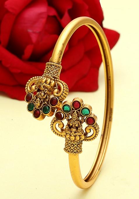 Gold Plated Stone Studded Bangle Style Bracelet