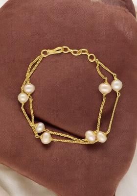 Pink Gold Plated Alloy Pearl Bracelet