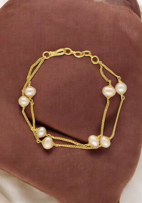 Pink Gold Plated Alloy Pearl Bracelet