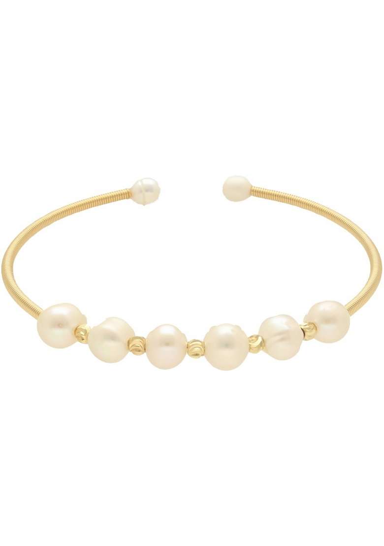 White Gold Plated Alloy Pearl Bracelet - Indya
