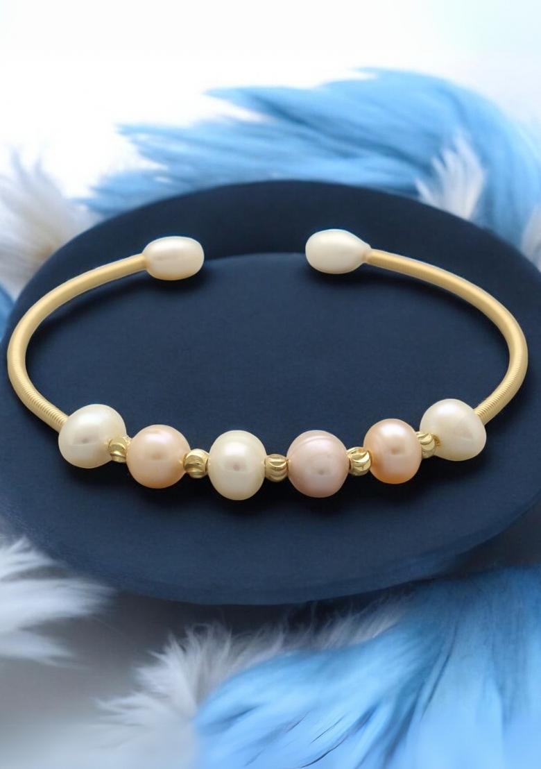 Multicolor Gold Plated Alloy Pearl Bracelet - Indya