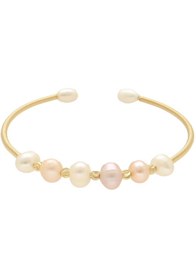 Multicolor Gold Plated Alloy Pearl Bracelet - Indya