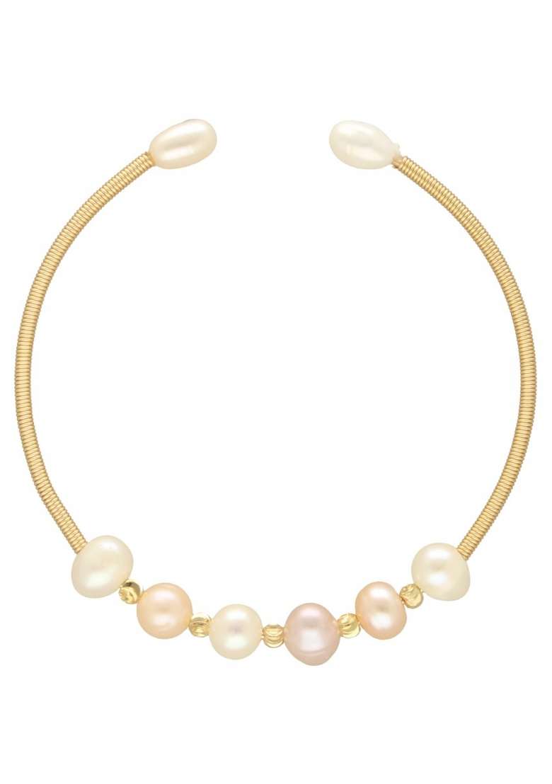 Multicolor Gold Plated Alloy Pearl Bracelet - Indya