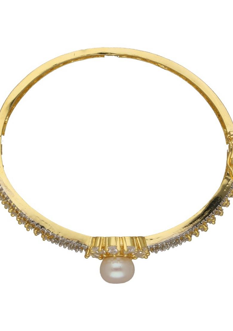 White Gold Plated Alloy Pearl Bracelet - Indya