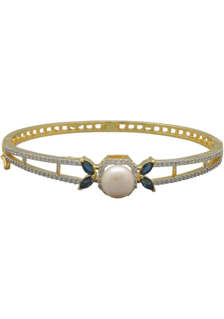 White Gold Plated Alloy Pearl Bracelet - Indya