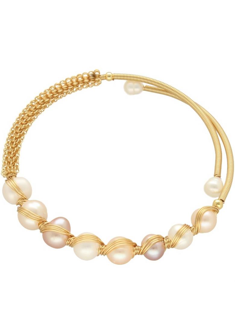 Multicolor Gold Plated Alloy Pearl Bracelet - Indya