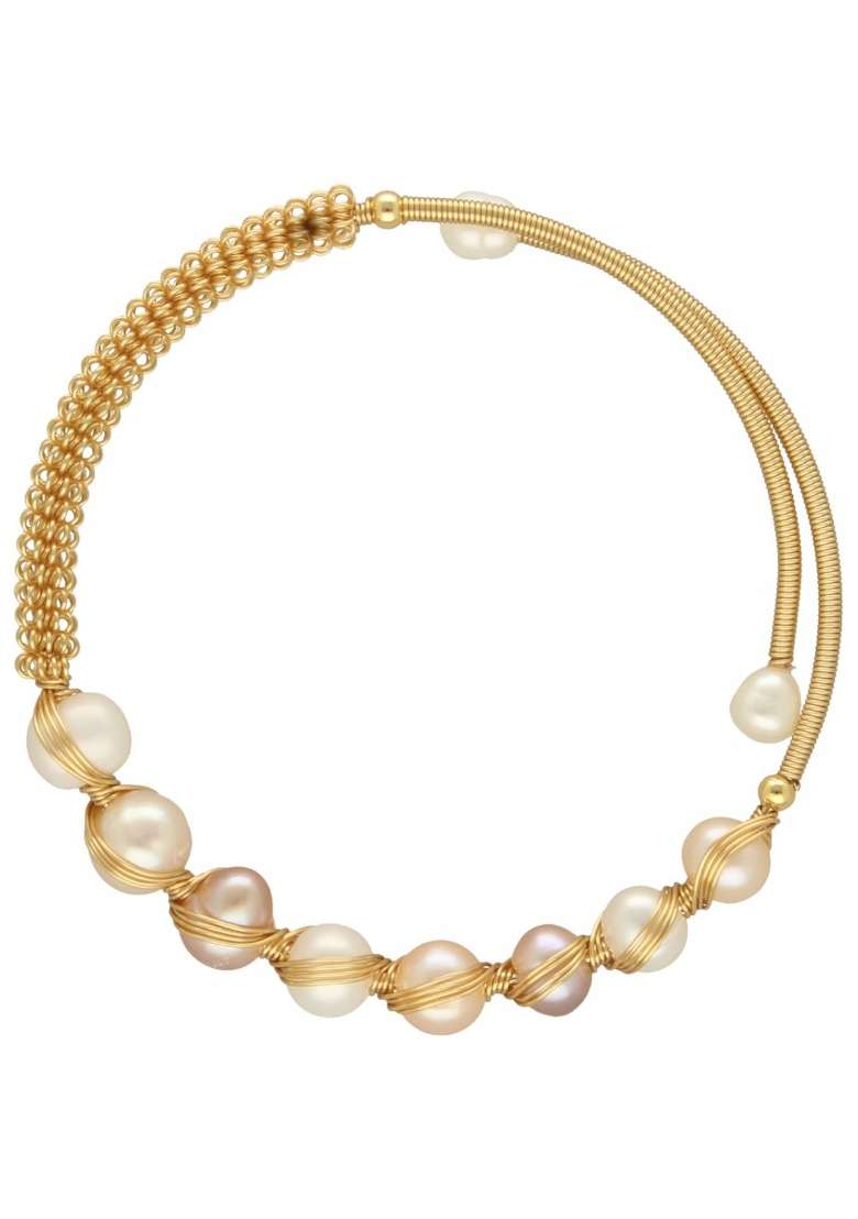 Multicolor Gold Plated Alloy Pearl Bracelet - Indya