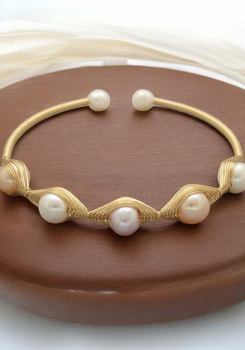 Multicolor Gold Plated Alloy Pearl Bracelet