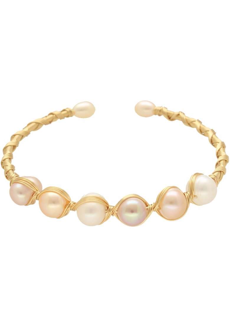 Multicolor Gold Plated Alloy Pearl Bracelet - Indya