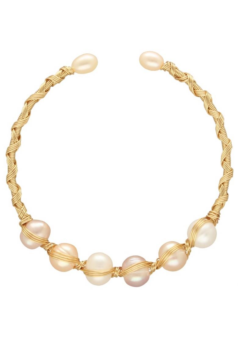 Multicolor Gold Plated Alloy Pearl Bracelet - Indya