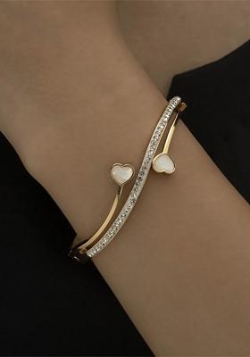 Women American Diamond Gold Plated Charm Bracelet