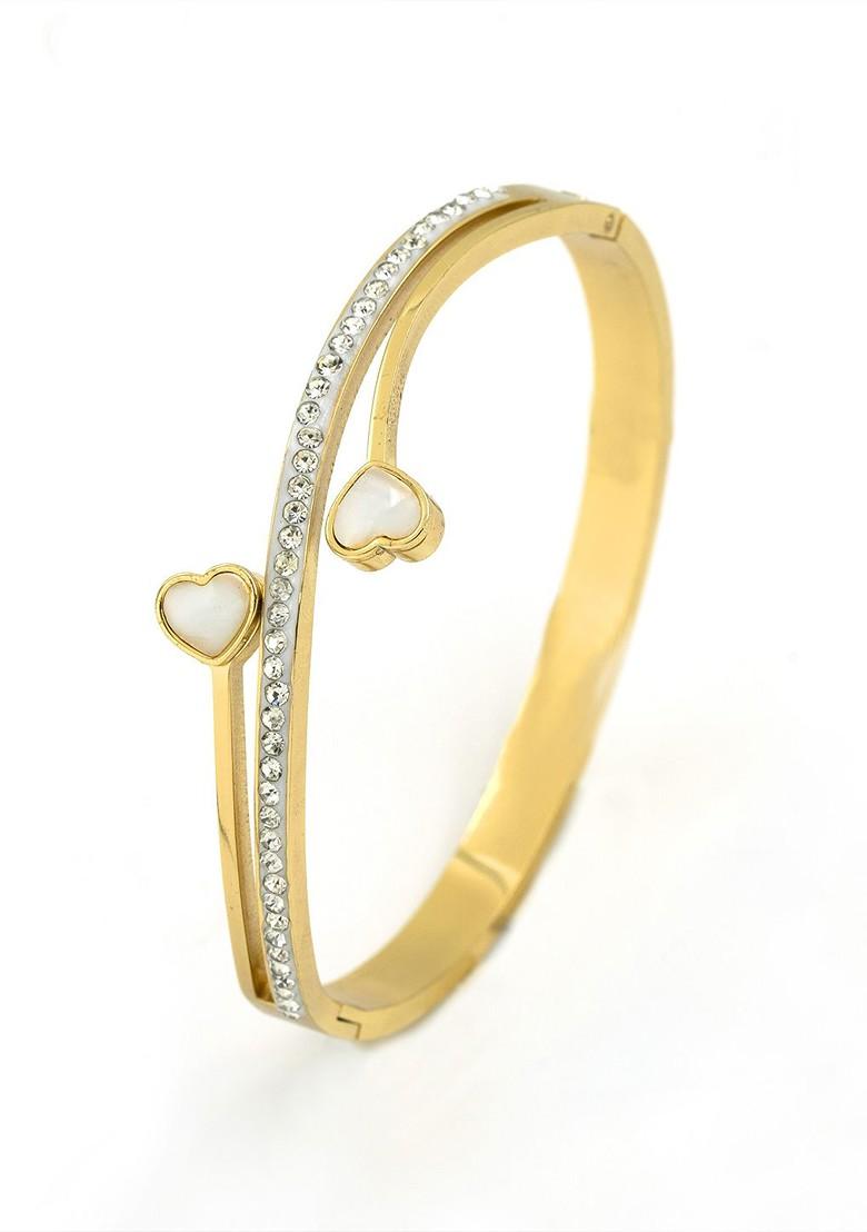 Women American Diamond Gold Plated Charm Bracelet - Indya