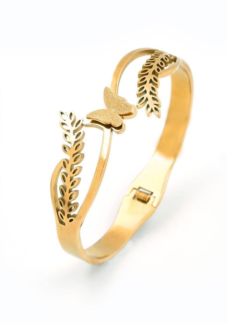 Women Gold Plated Cuff Bracelet - Indya