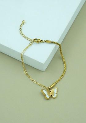 Gold Plated Stainless Steel Butterfly Char mBracelet