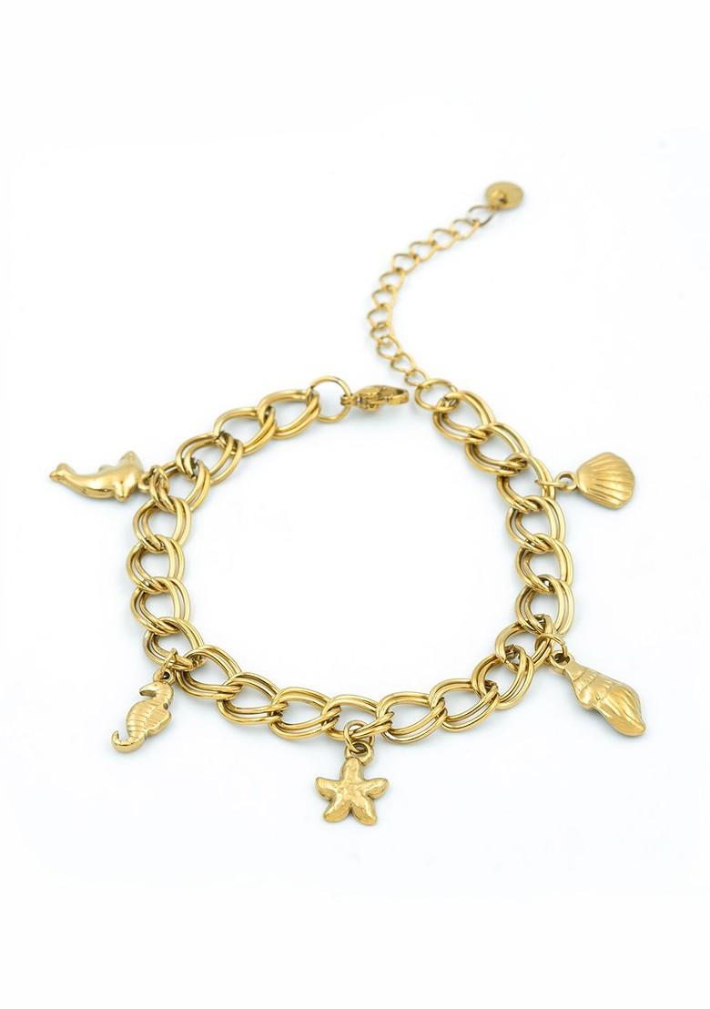 Women Gold Plated Charm Bracelet - Indya