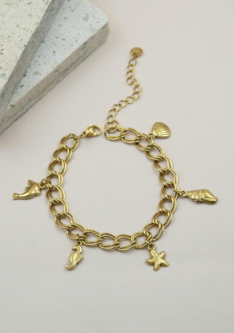 Women Gold Plated Charm Bracelet - Indya