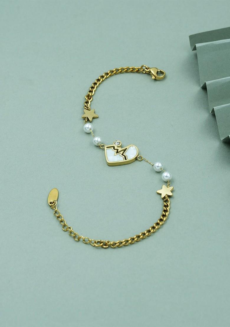 Women Gold Plated Link Bracelet - Indya