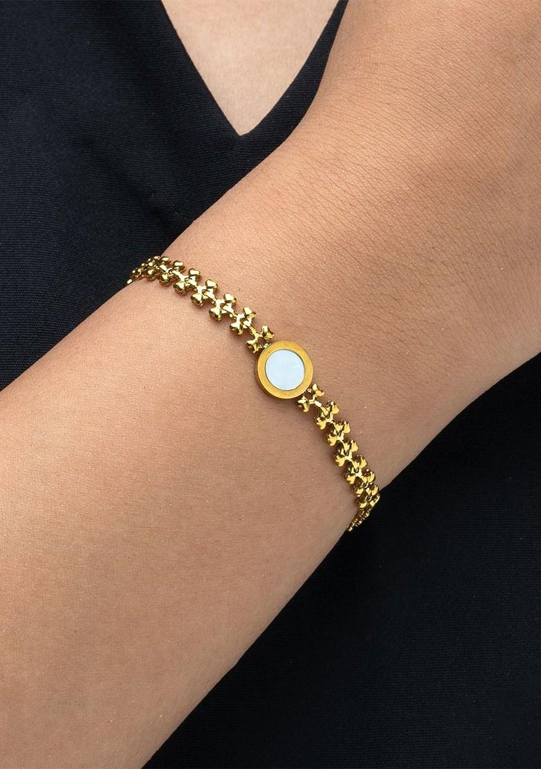 Women Gold Plated Link Bracelet - Indya