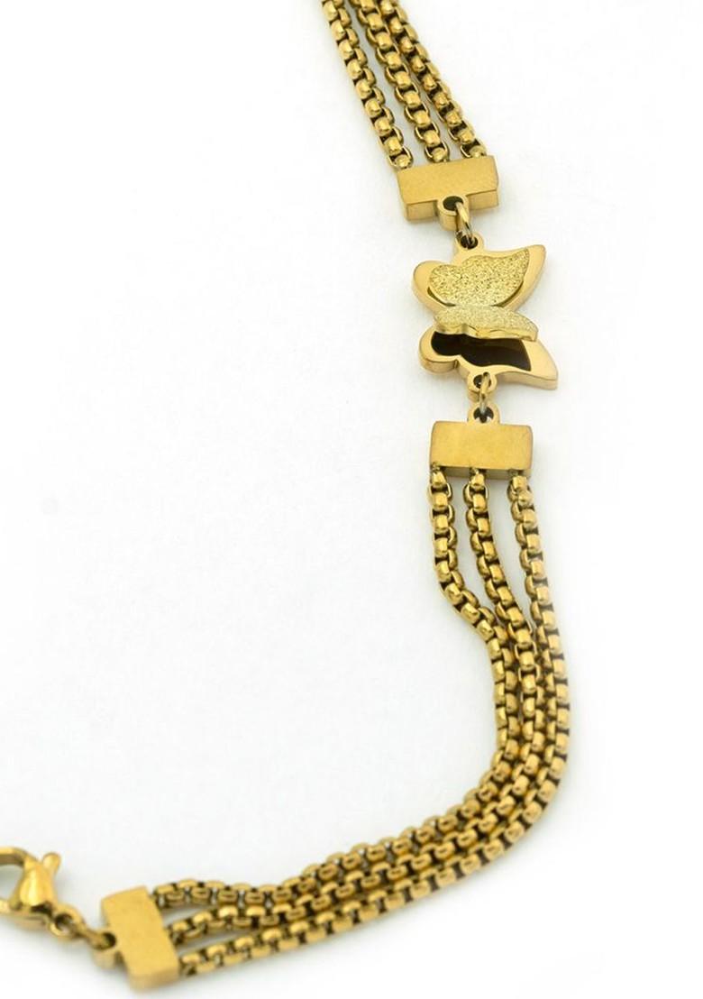 Stainless Steel Gold Plated Angel Wing Wraparound Bracelet - Indya