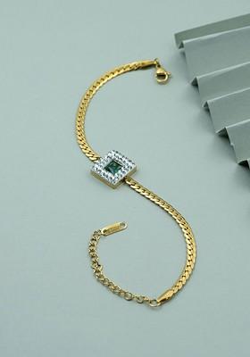 Women American Diamond Gold Plated Link Bracelet