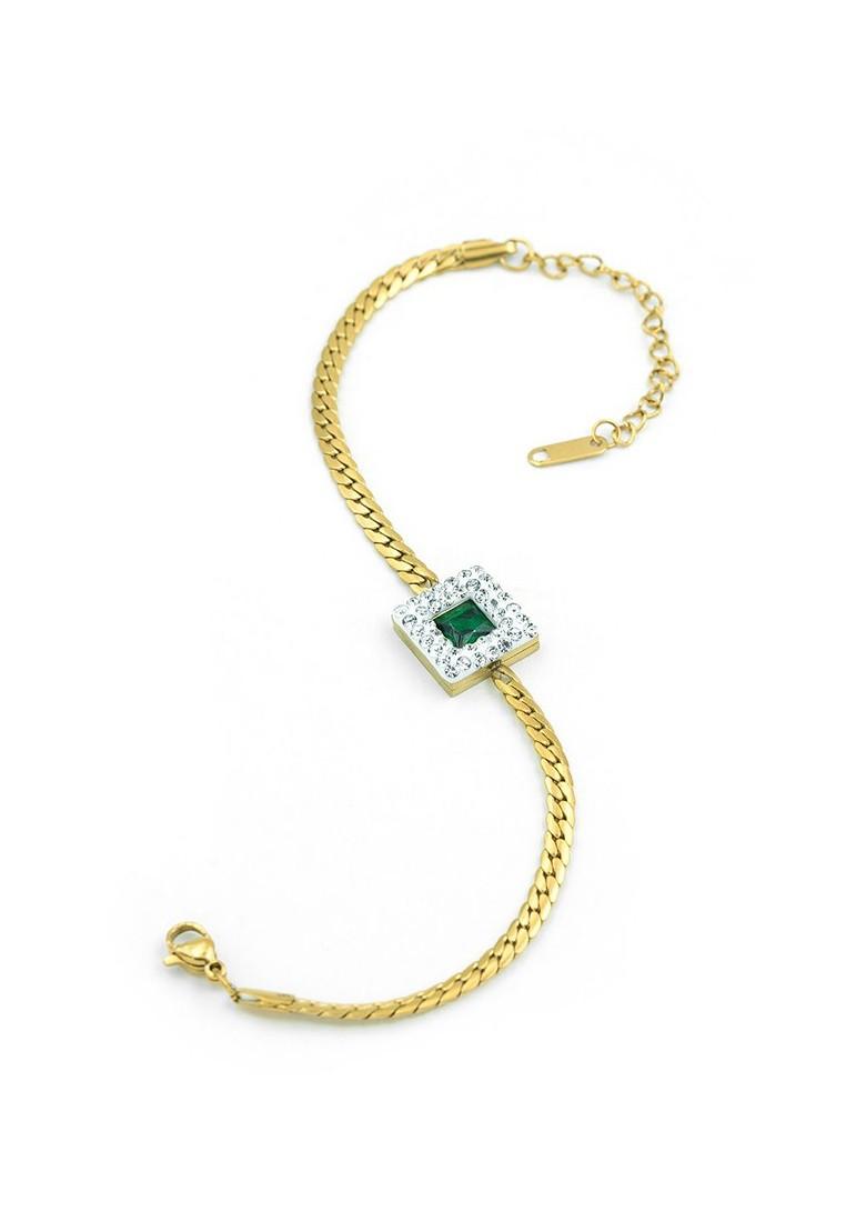 Women American Diamond Gold Plated Link Bracelet - Indya