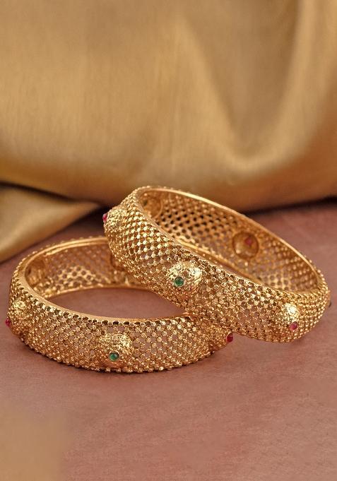Golden Hanging Design Zircon Brass Bangles