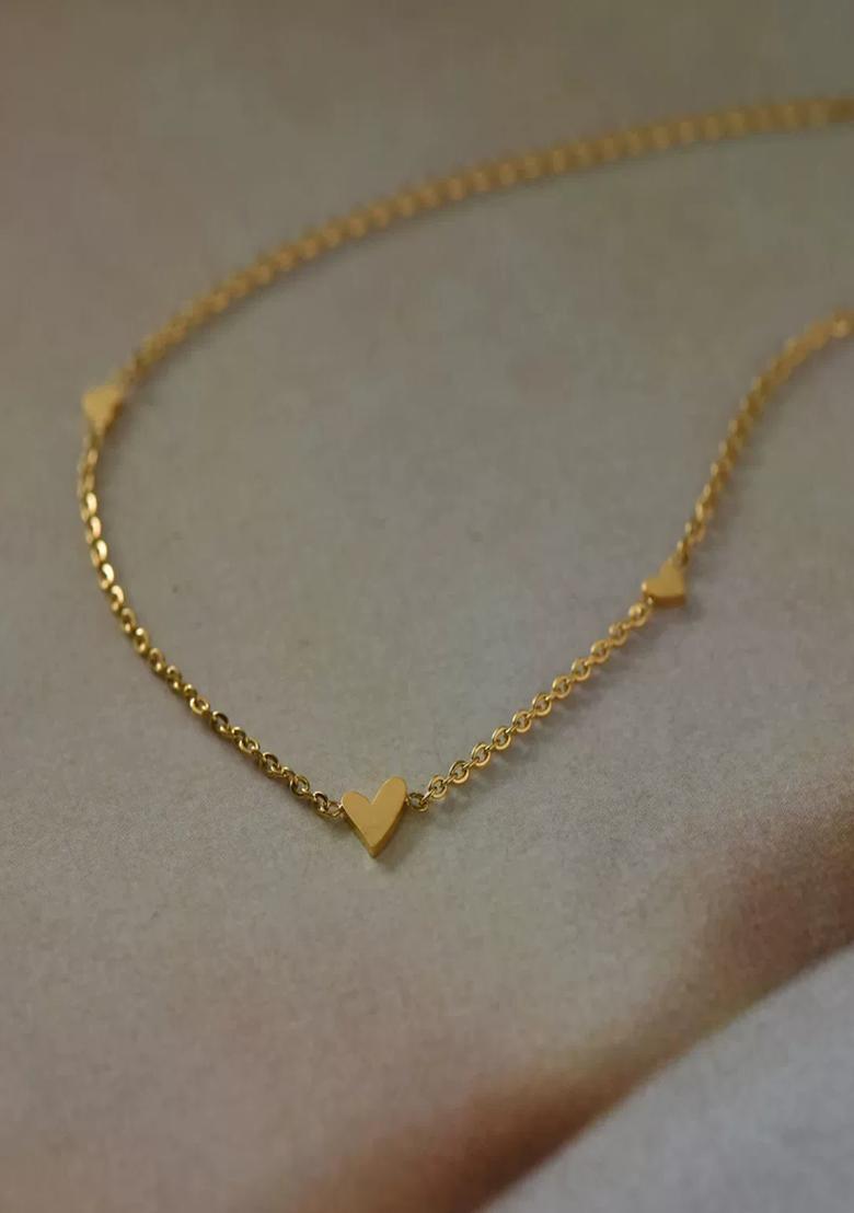 18K Gold Plated Waterproof Anti Tarnish Minimal Heart Chain Bracelet - Indya