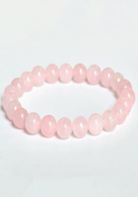 Rose Quartz Pink Natural Stone Elasticated Beaded Bracelet