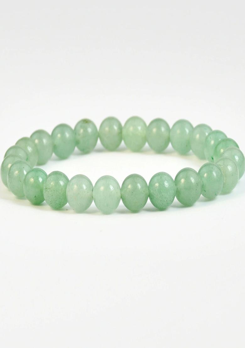 Aventurine Green Natural Stone Elasticated Beaded Bracelet - Indya
