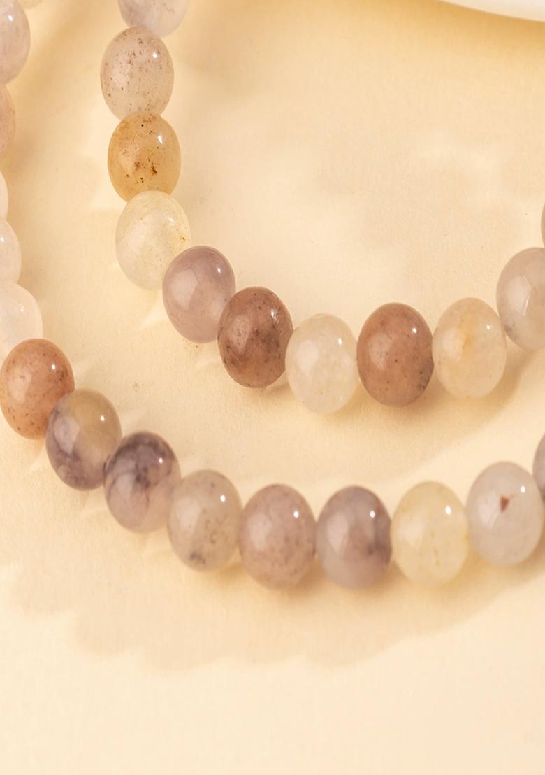 Violet Natural Stone Elasticated Beaded Bracelet - Indya