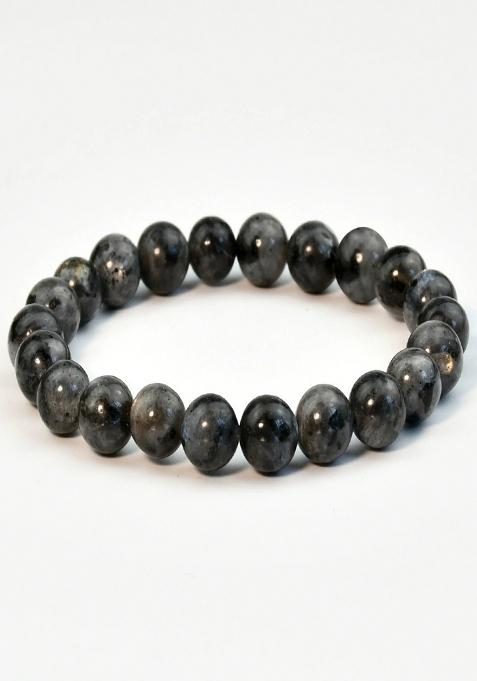 Black Flash Natural Stone Elasticated Beaded Bracelet
