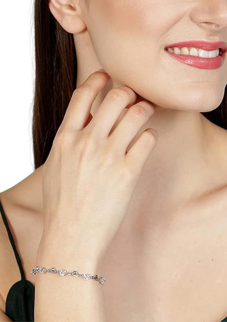 18K Rhodium Plated Silver Toned Bracelet - Indya